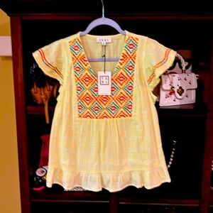 THML Yellow Top with Multicolor Embroidery